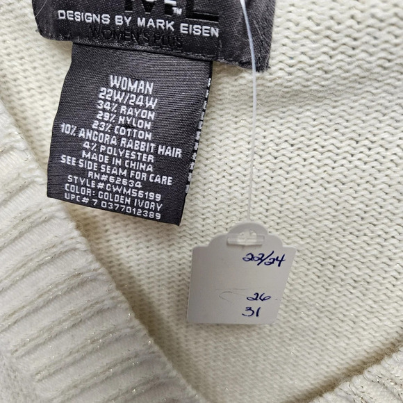 Mark Eisen sweater cream color vneck size 22/24 - Picture 4 of 4